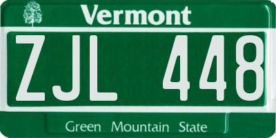 VT license plate ZJL448