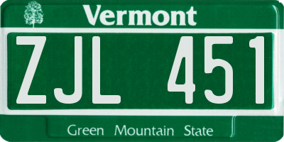 VT license plate ZJL451