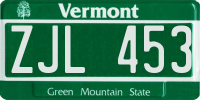 VT license plate ZJL453