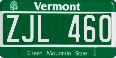 VT license plate ZJL460