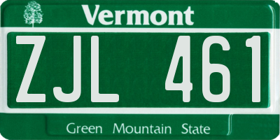 VT license plate ZJL461