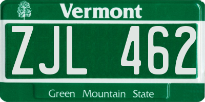 VT license plate ZJL462