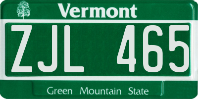 VT license plate ZJL465