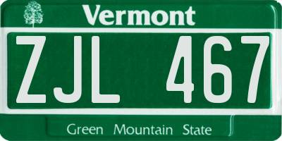 VT license plate ZJL467