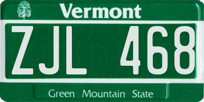 VT license plate ZJL468