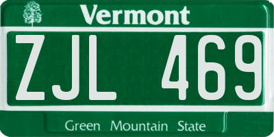 VT license plate ZJL469