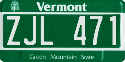 VT license plate ZJL471