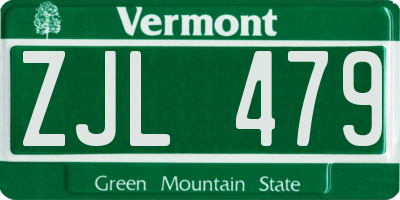 VT license plate ZJL479