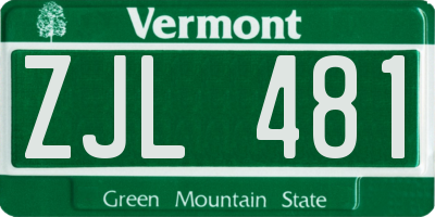 VT license plate ZJL481