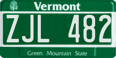 VT license plate ZJL482