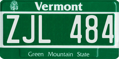 VT license plate ZJL484