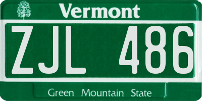 VT license plate ZJL486