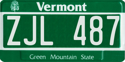 VT license plate ZJL487