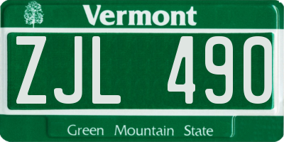 VT license plate ZJL490