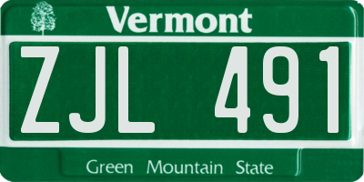 VT license plate ZJL491
