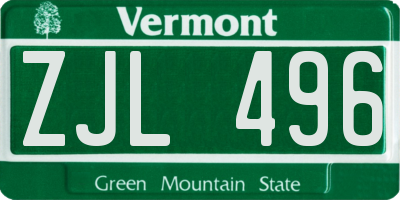 VT license plate ZJL496