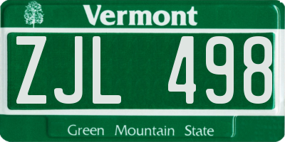 VT license plate ZJL498