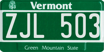 VT license plate ZJL503