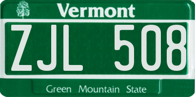 VT license plate ZJL508