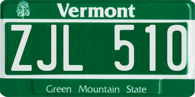 VT license plate ZJL510