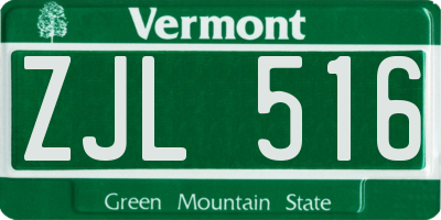 VT license plate ZJL516