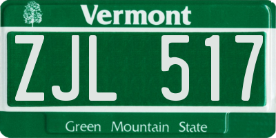 VT license plate ZJL517