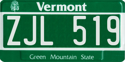 VT license plate ZJL519