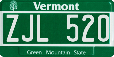 VT license plate ZJL520