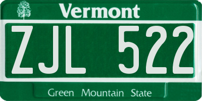 VT license plate ZJL522