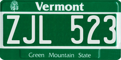 VT license plate ZJL523