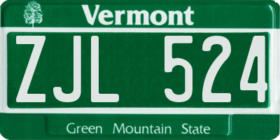 VT license plate ZJL524