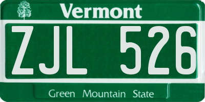 VT license plate ZJL526