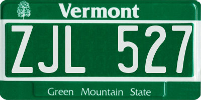 VT license plate ZJL527