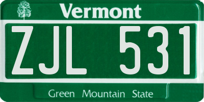 VT license plate ZJL531