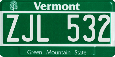 VT license plate ZJL532
