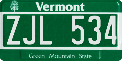 VT license plate ZJL534