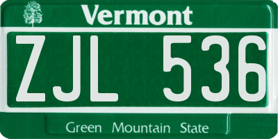 VT license plate ZJL536