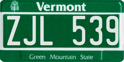 VT license plate ZJL539