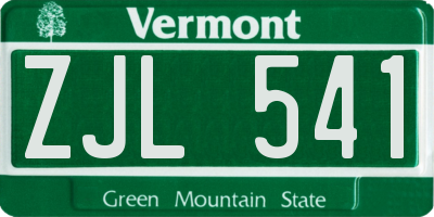VT license plate ZJL541