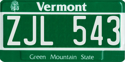 VT license plate ZJL543