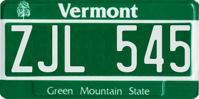 VT license plate ZJL545
