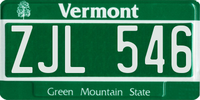 VT license plate ZJL546