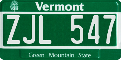 VT license plate ZJL547