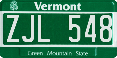 VT license plate ZJL548