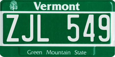 VT license plate ZJL549