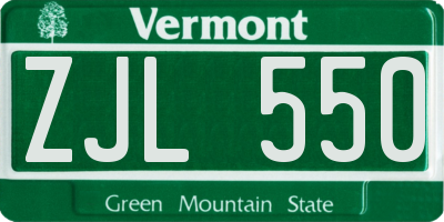 VT license plate ZJL550