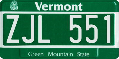 VT license plate ZJL551