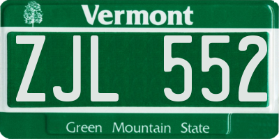 VT license plate ZJL552