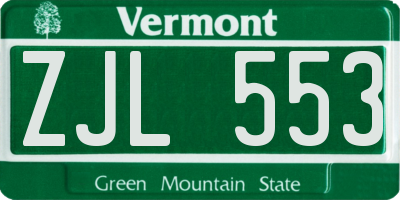 VT license plate ZJL553