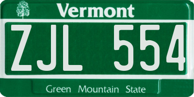 VT license plate ZJL554